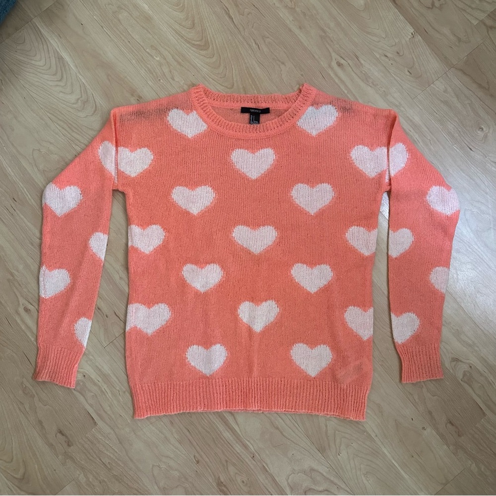 ❌SOLD❌ Vintage Forever 21 Oversized Coral Hearts Sweater